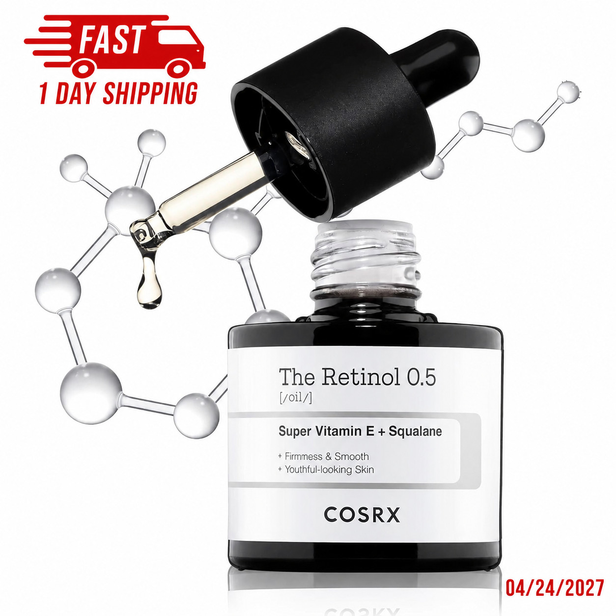 COSRX Retinol 0.5% Anti-aging Serum Retinoid Treatment for Face & Neck EXP 04/27