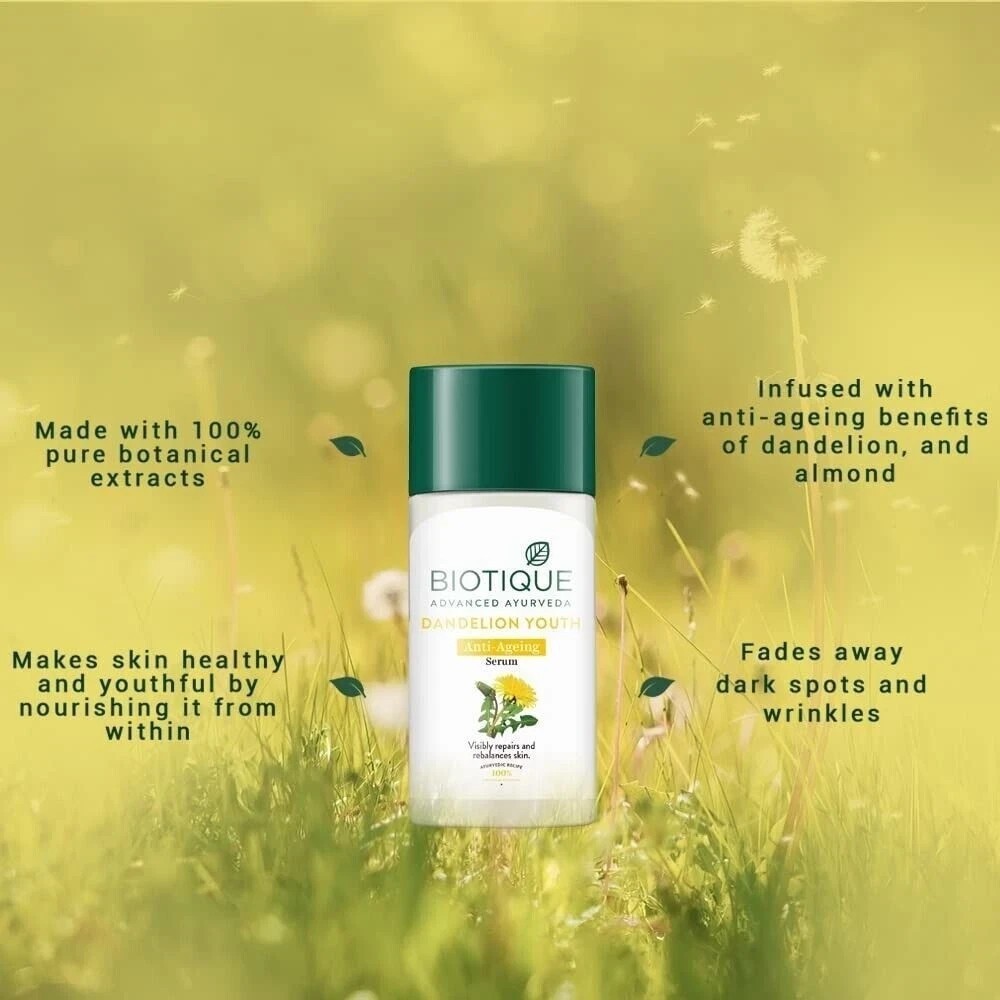 Biotique Dandelion Youth Anti- Ageing Serum For All Skin Types, 40ml