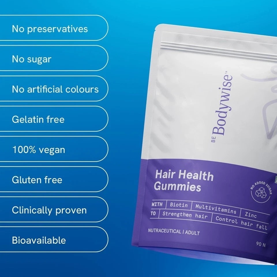 Be Bodywise Biotin Hair Gummies for Stronger, Shinier Hair & Nails 60 Days Pack