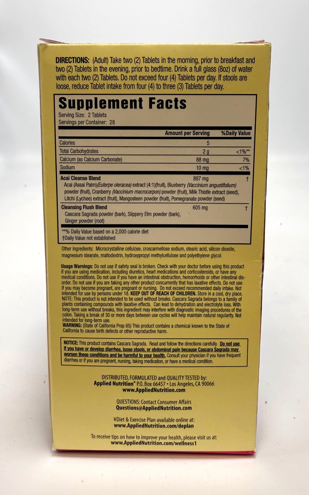 Applied Nutrition 14 DAY ACAI BERRY CLEANSE Weight Loss Support Flush 56 tablets