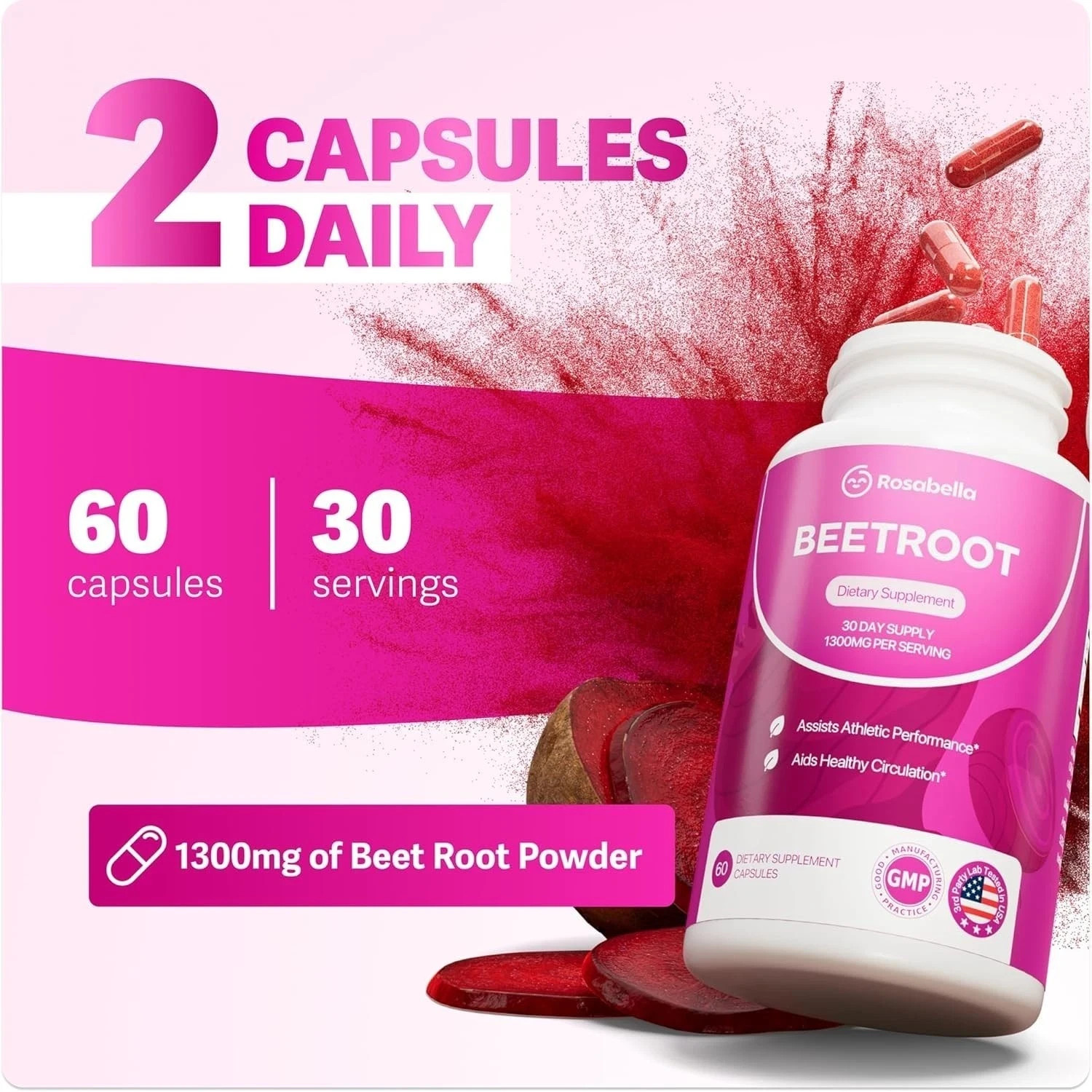Rosabella Organic Beet Root | Natural Energy & Blood Pressure Support Tablets