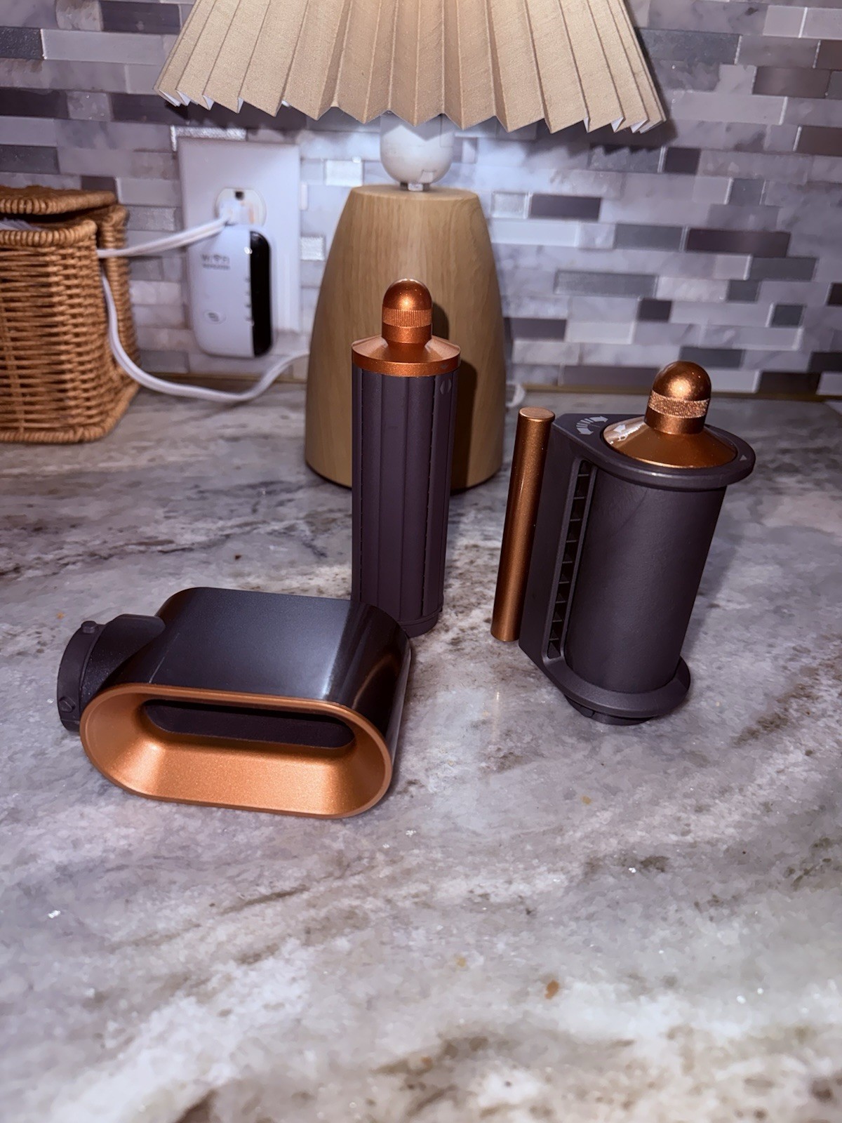 Dyson Hair Styling Set Kit w/ Multiple Attachments, Anti-Frizz, Black/Copper
