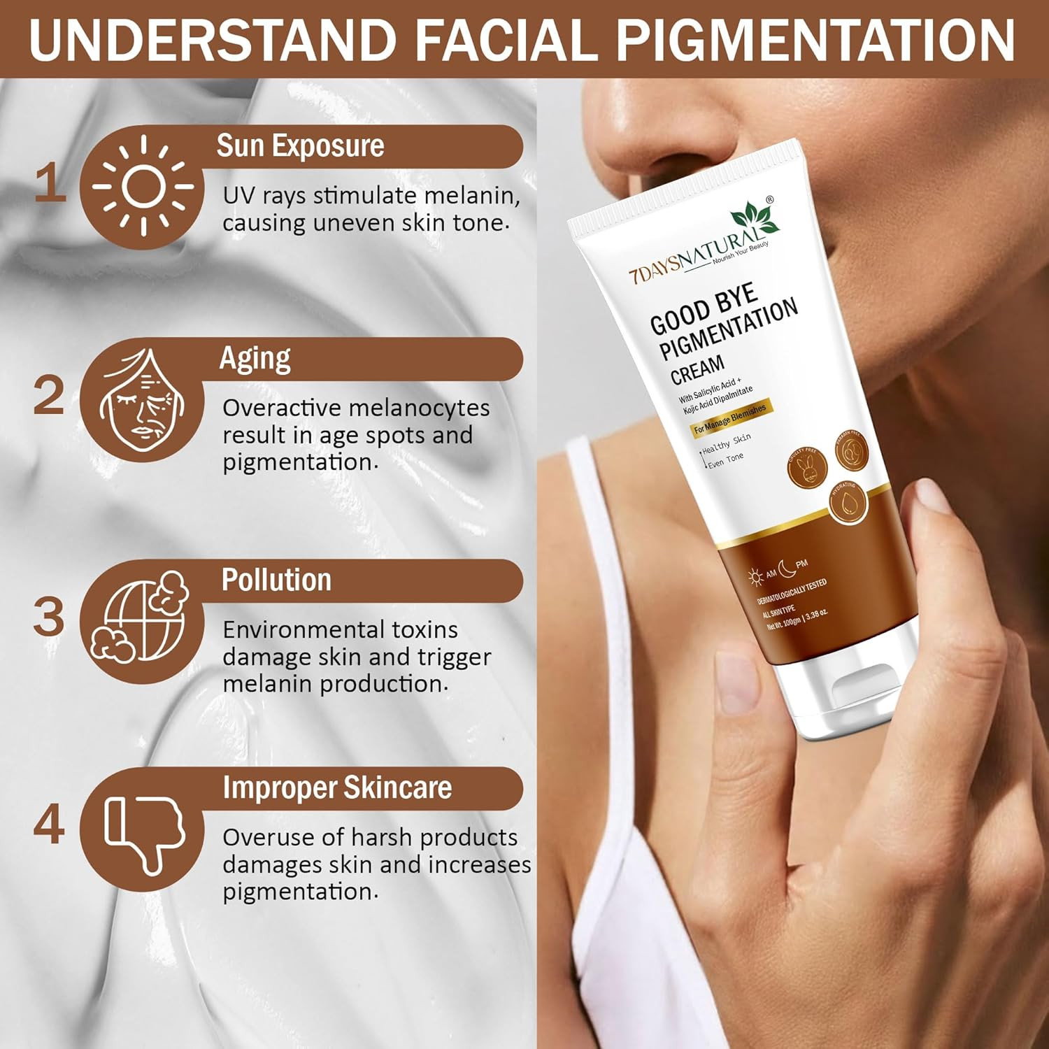 7DAYSNATURAL Anti Pigmentation Face Cream for Women deep cleansing 100 gm