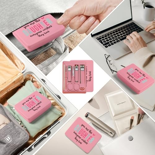 6-Piece Nail Clipper Set with Nail File, Tweezers and ingrown Daughtere Pink