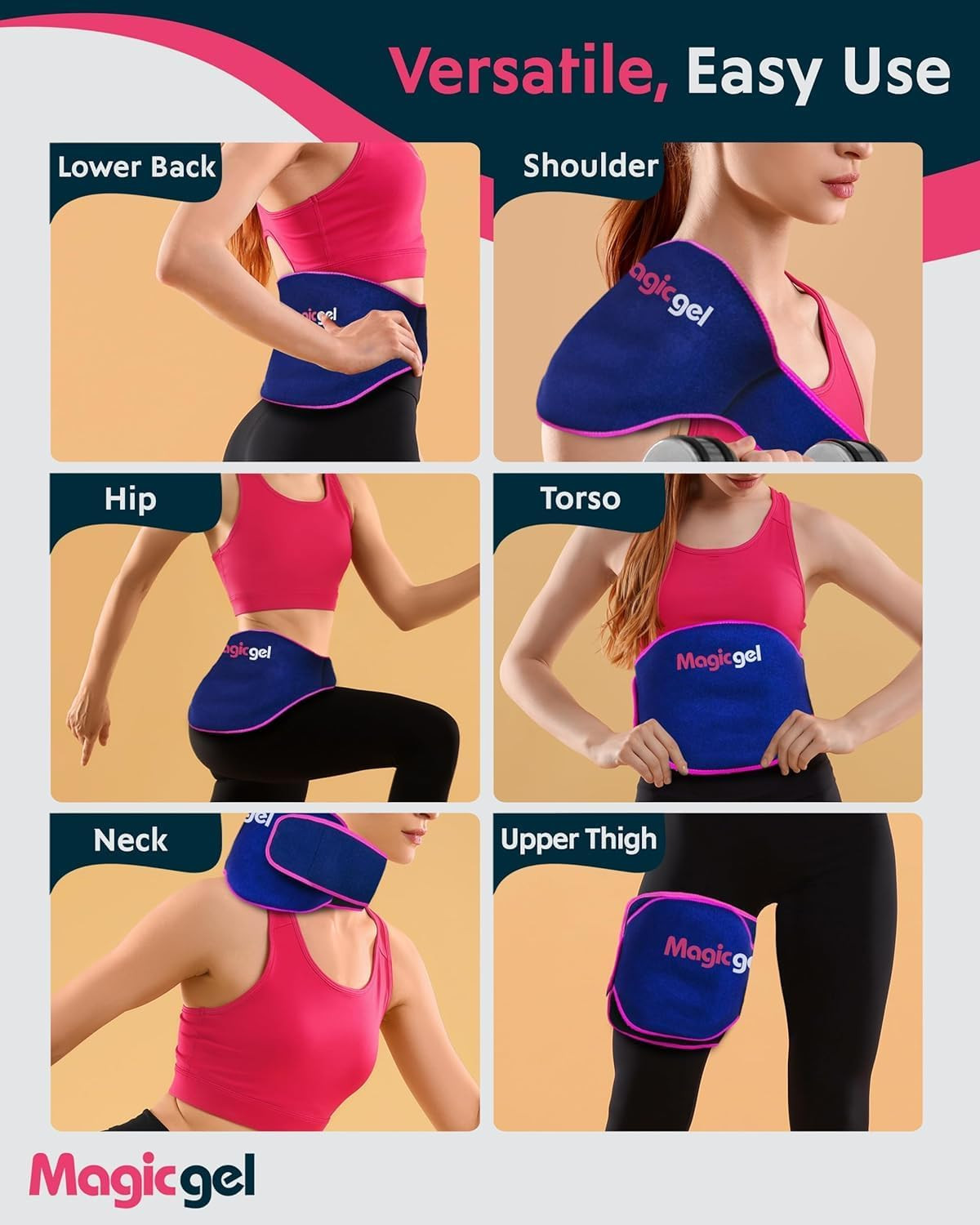 Ice Pack for Back Pain Relief | 1 Pack Reusable Lower Back Wrap for Hot or Cold