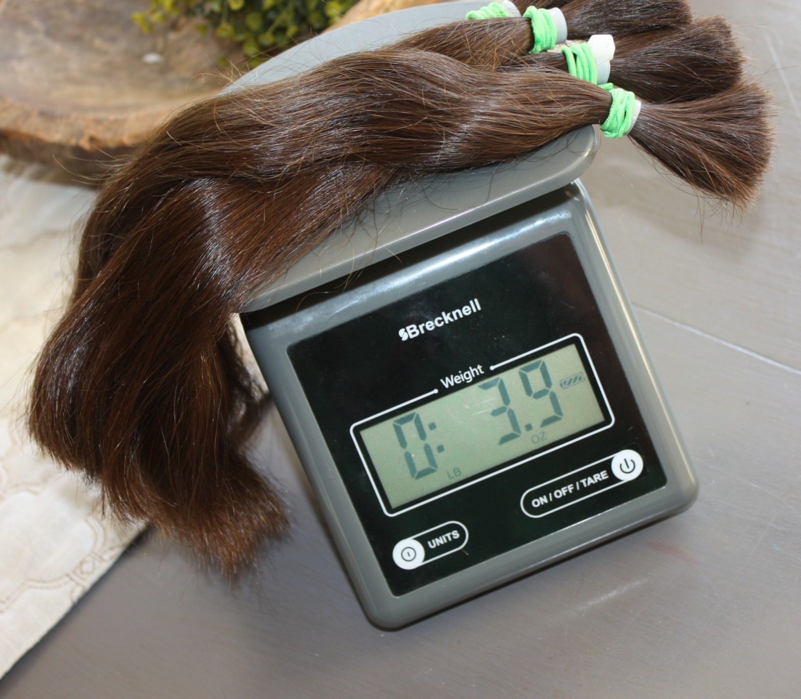 HAIR REBORN WIG 13 IN 3.9oz FINE & SILKY DARK GOLDEN BRUNETTE PONYTAILS F90