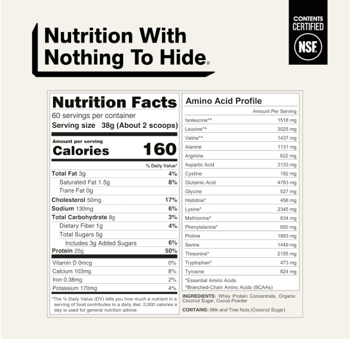 NAKED Whey Chocolate Protein Powder, 5 lb, 60 Servings