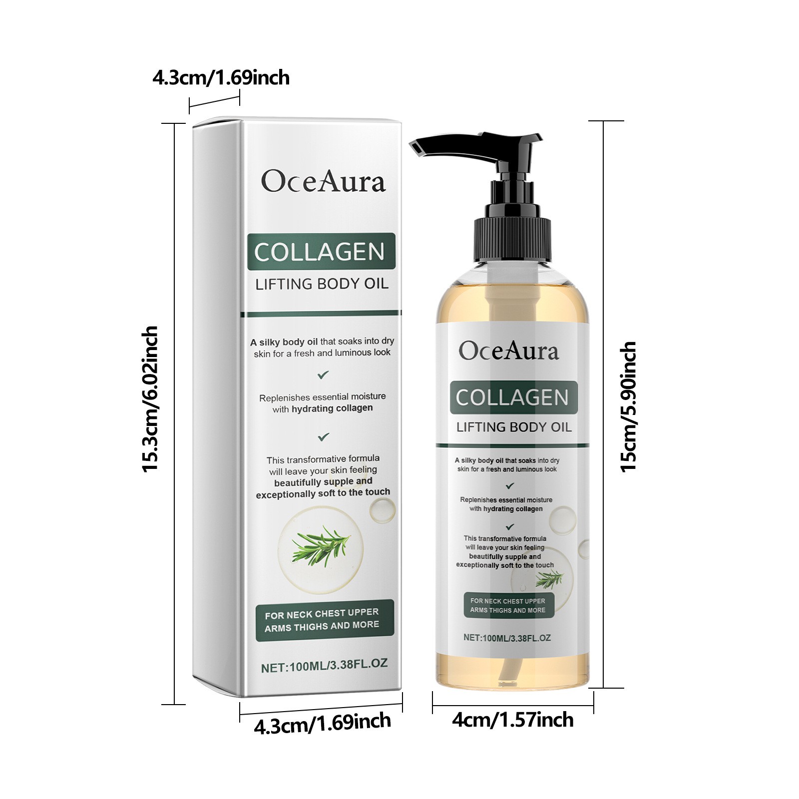 100ml Collagen Lifting Body Oil Anti Aging for Neck, Chest, Upper, Arms, Thighs