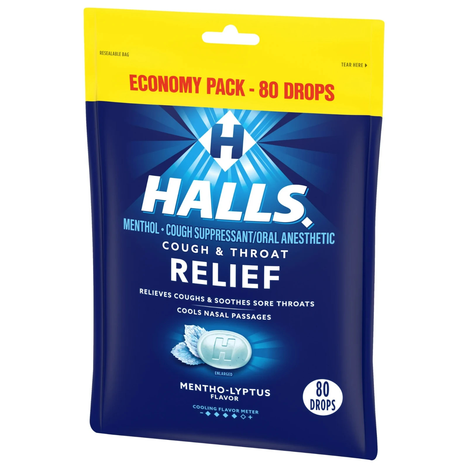 HALLS Relief Mentho-Lyptus Cough Drops, Economy Pack, 80 Count, Free Shipping