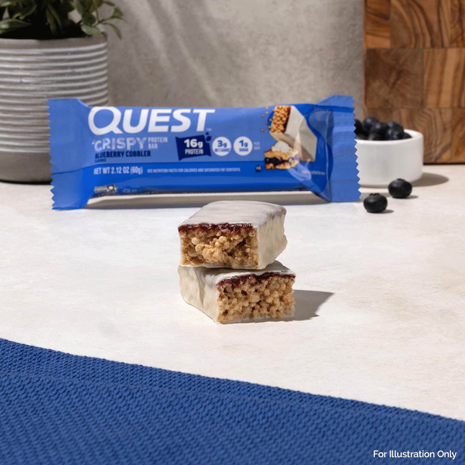 Quest Nutrition Crispy Blueberry Cobbler Hero Protein Bar, 16g 12 Count