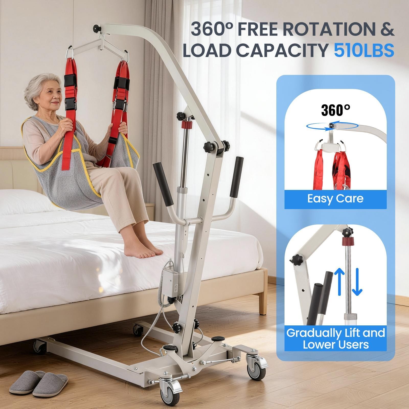 Patient Lift Electric Foldable Hydraulic Body Transfer for Home Use Heavy-Duty