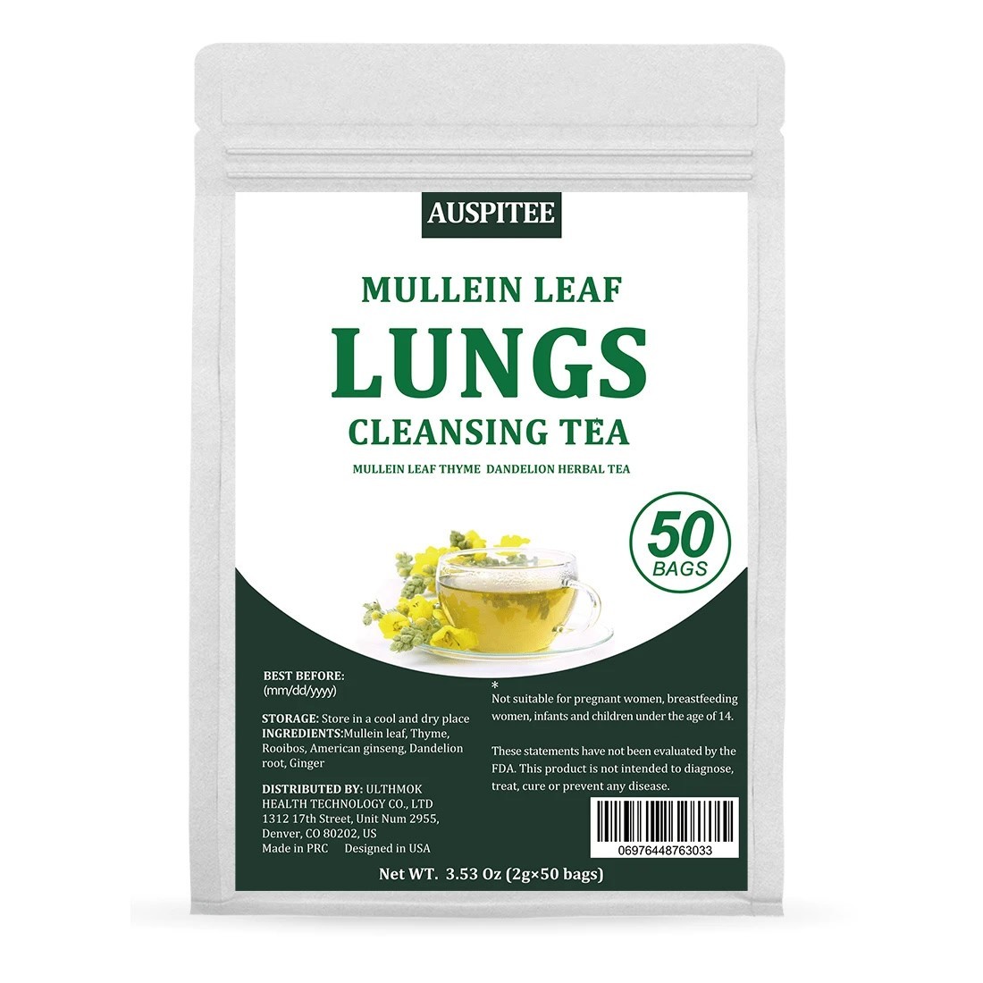 Mullein Ginseng Dandelion Root Herbal Tea No Additives Daily Blend