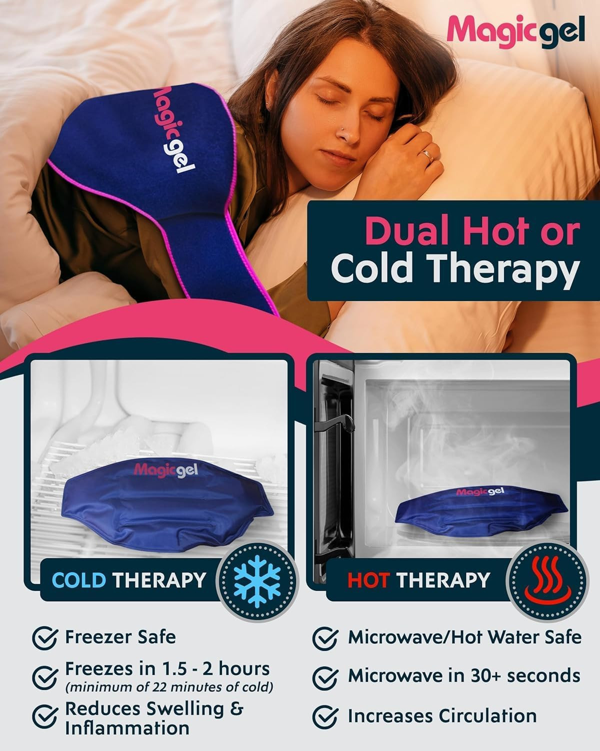 Ice Pack for Back Pain Relief | 1 Pack Reusable Lower Back Wrap for Hot or Cold