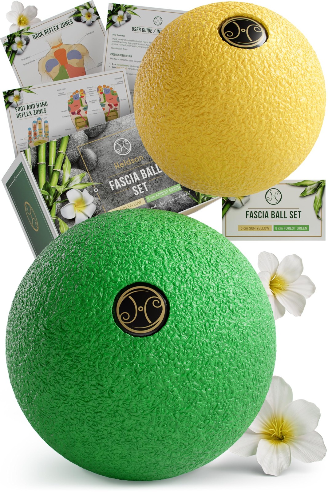 HELDSON® EPP Fascia Massage Balls Set [6cm & 8cm] – Trigger Yellow & Green