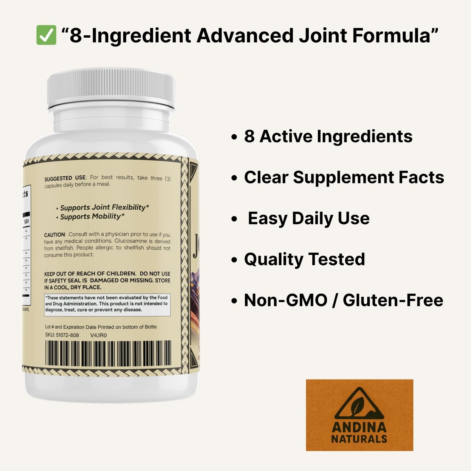 Joint Support Supplement Glucosamine MSM Turmeric–Flexibility & Mobility Formula