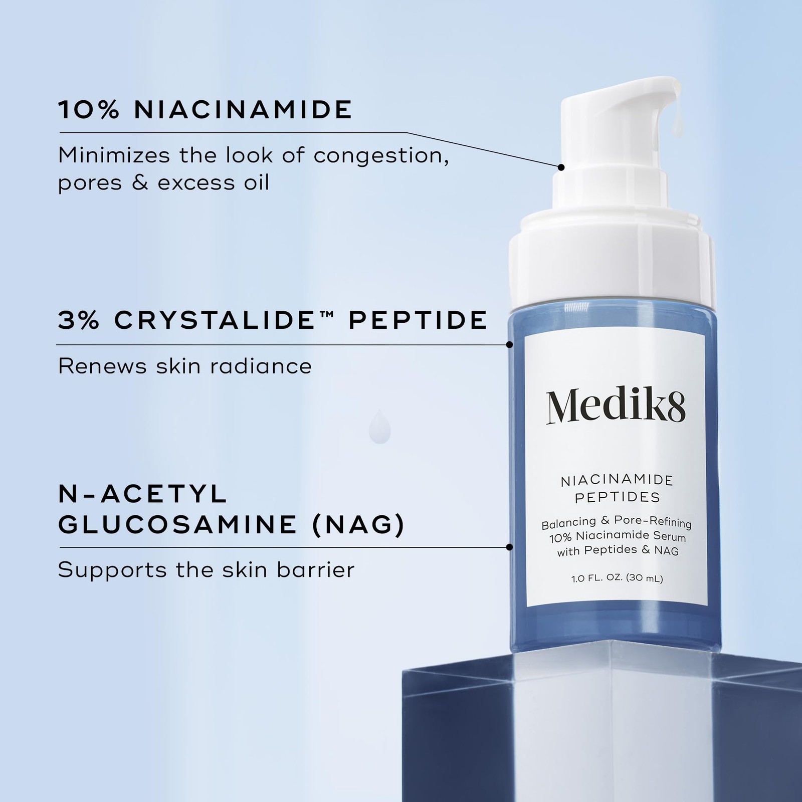 Medik8 Niacinamide Peptides – Serum for Face – Visibly 1 Fl Oz (Pack of 1)
