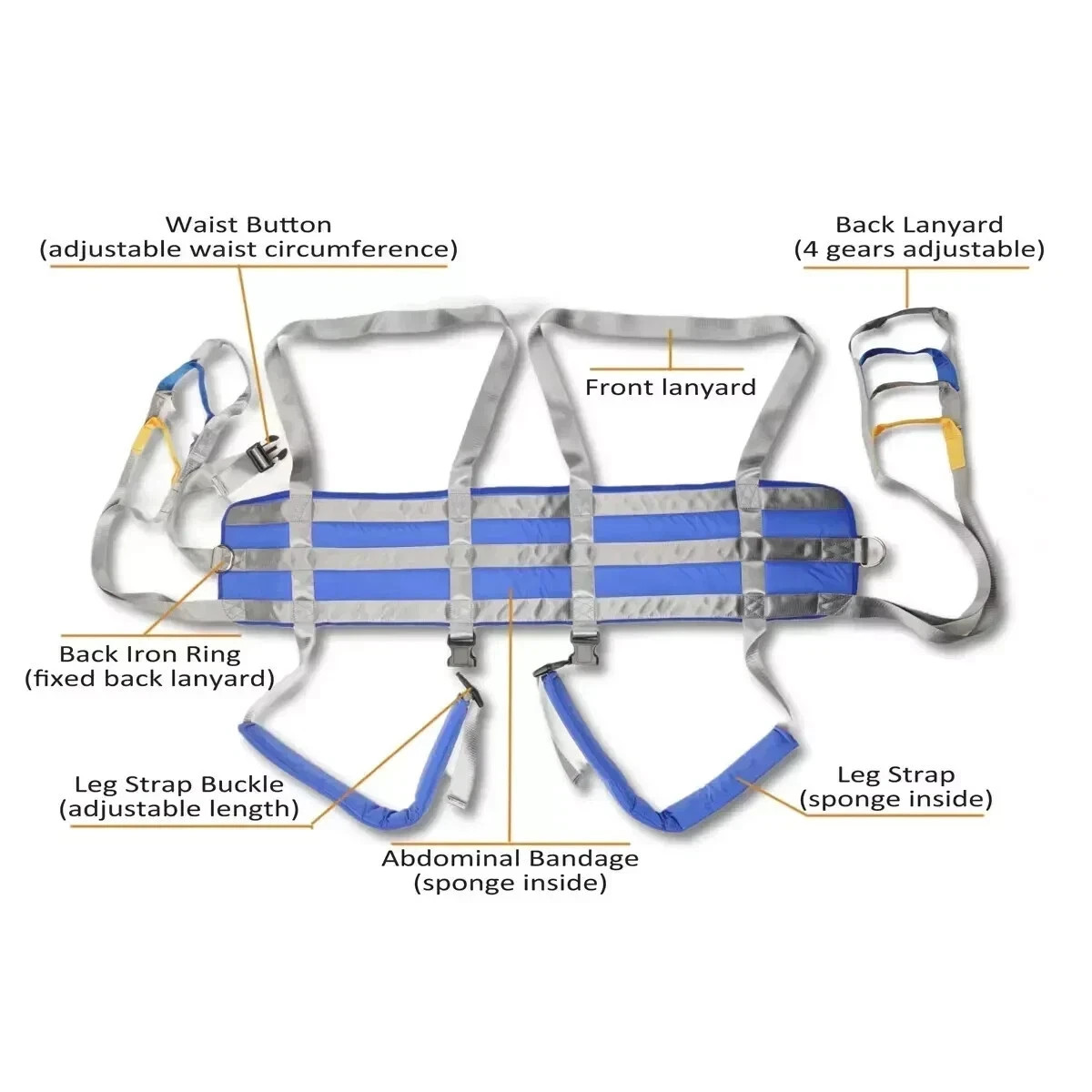 Full Body Lift Sling Patient Walking Standing Aid Adjustable Waist Range