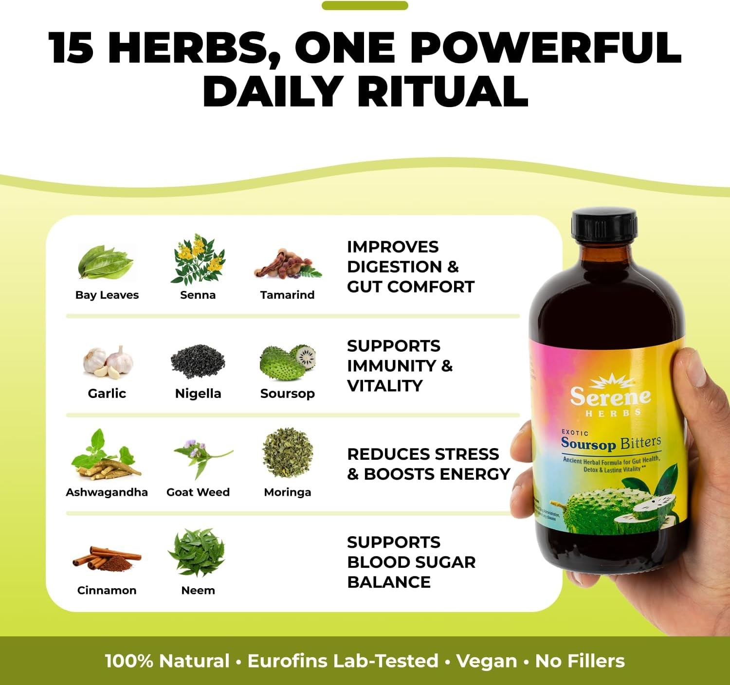 Herbs Soursop Bitters Liquid with Soursop Leaves for Gut Cleanse, Detox &