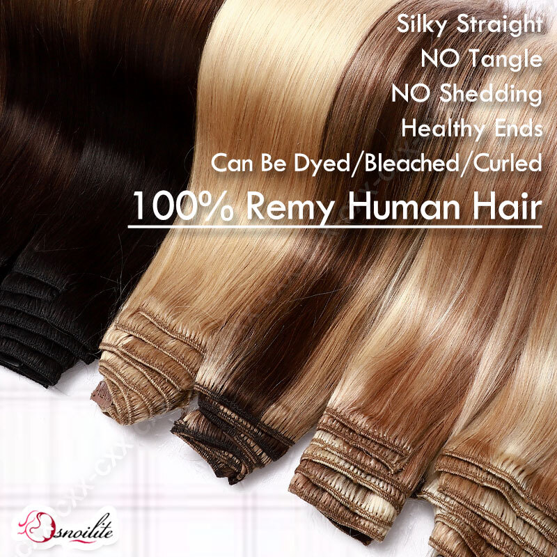Thick Double Weft Seamless Clip In Real Remy Human Hair Extensions Full Head USA