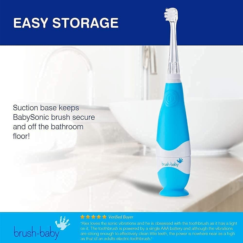 – BabySonic Blue Electric Toothbrush, 0-36 Months – Soft, Gentle Vibrating To…