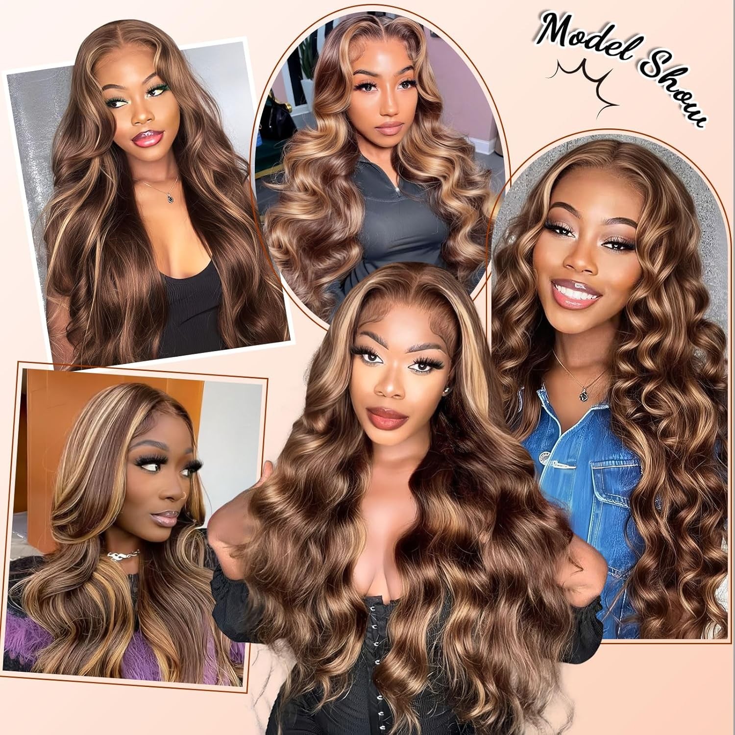 30 Inch Highlight Ombre Lace Front Wig Human Hair Honey Blonde Body Wave 13×6 HD