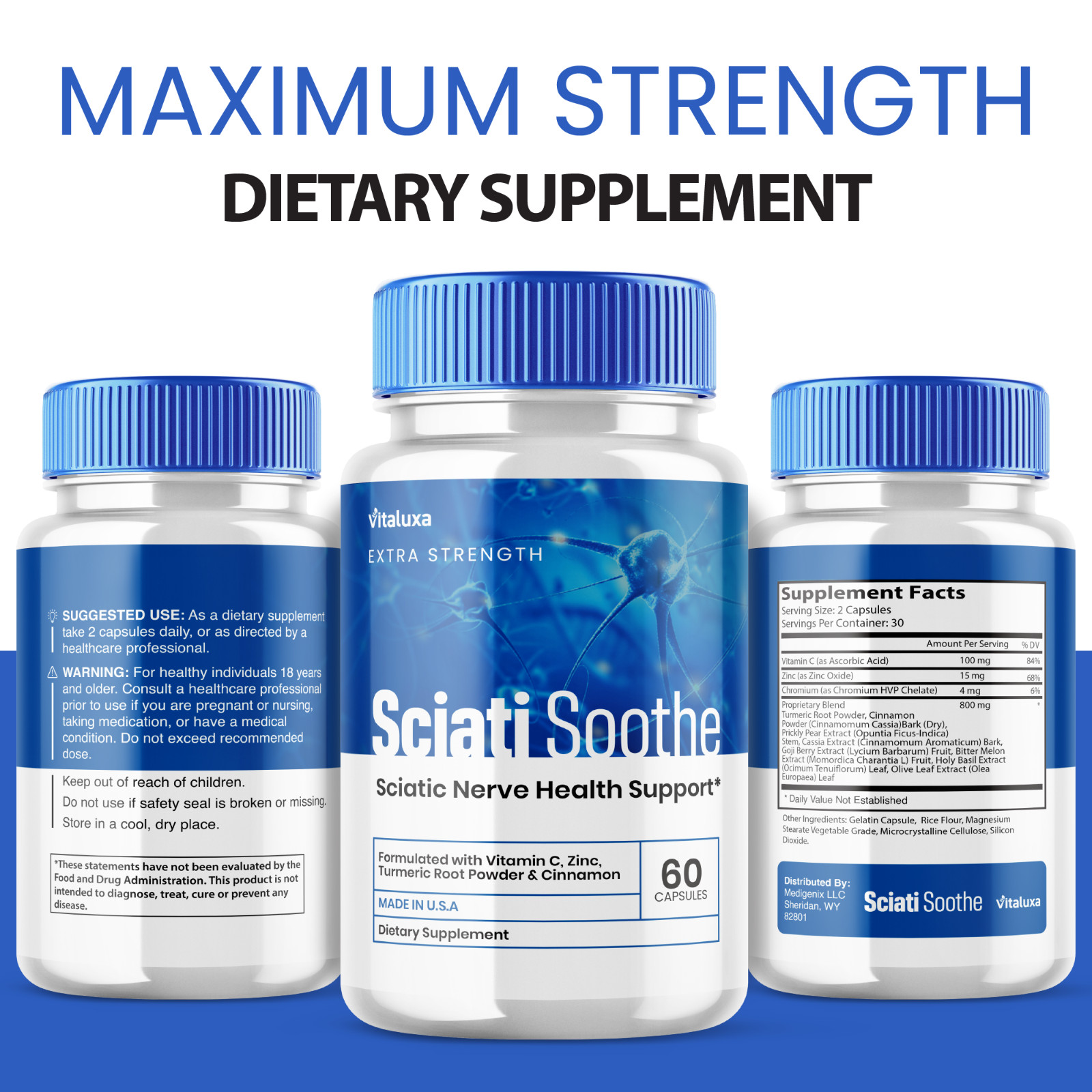 (5 Pack) SciatiSoothe for Sciatica Capsules, Sciati Soothe Nerve (300 Capsules)