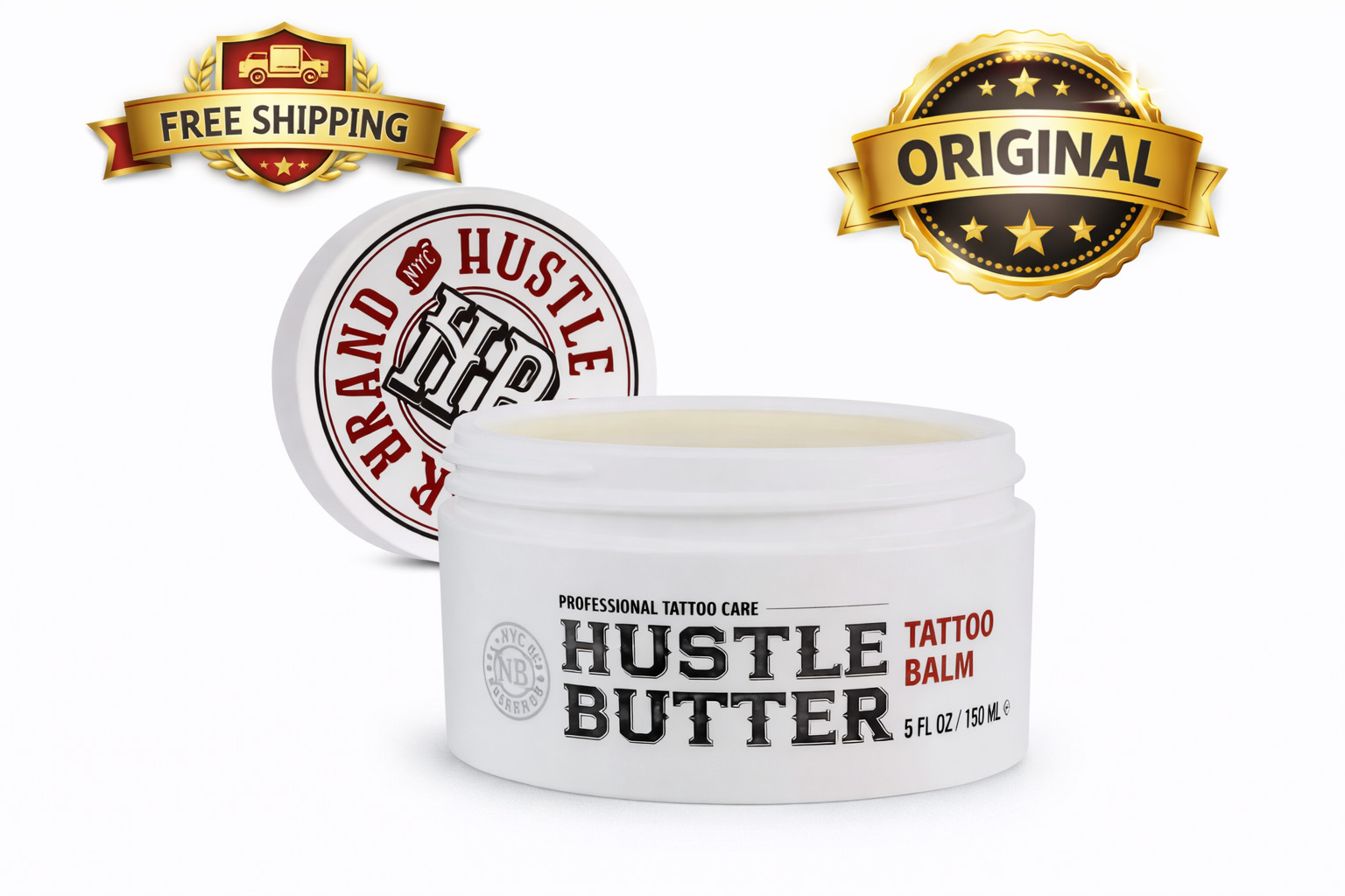 Hustle Butter Tattoo Balm–Professional Tattoo care (1 Pack, 5 fl oz / 150 ml)