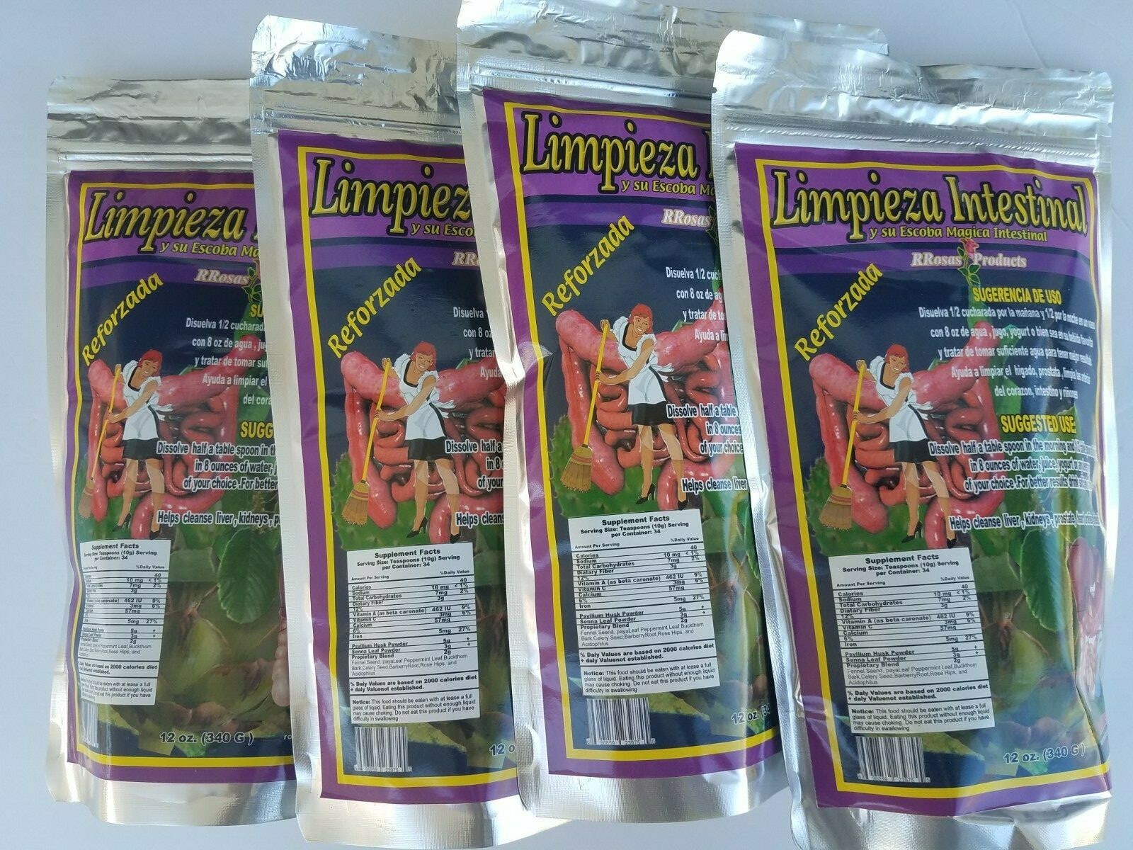 4 PACK DETOXIFY RROSAS LIMPIEZA INTESTINAL 12 OZ EA 12/2024 NEW FRESH MADE USA