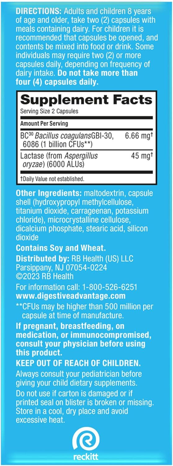 Digestive Advantage Daily Probiotics Lactose Support 96 Count Probiotic Pills