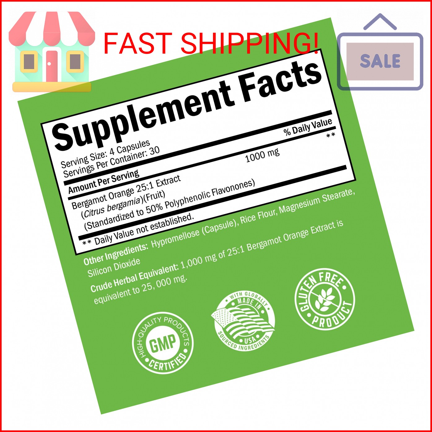 Citrus Bergamot 1000mg – Citrus Bergamot Supplement for Cholesterol and Heart He