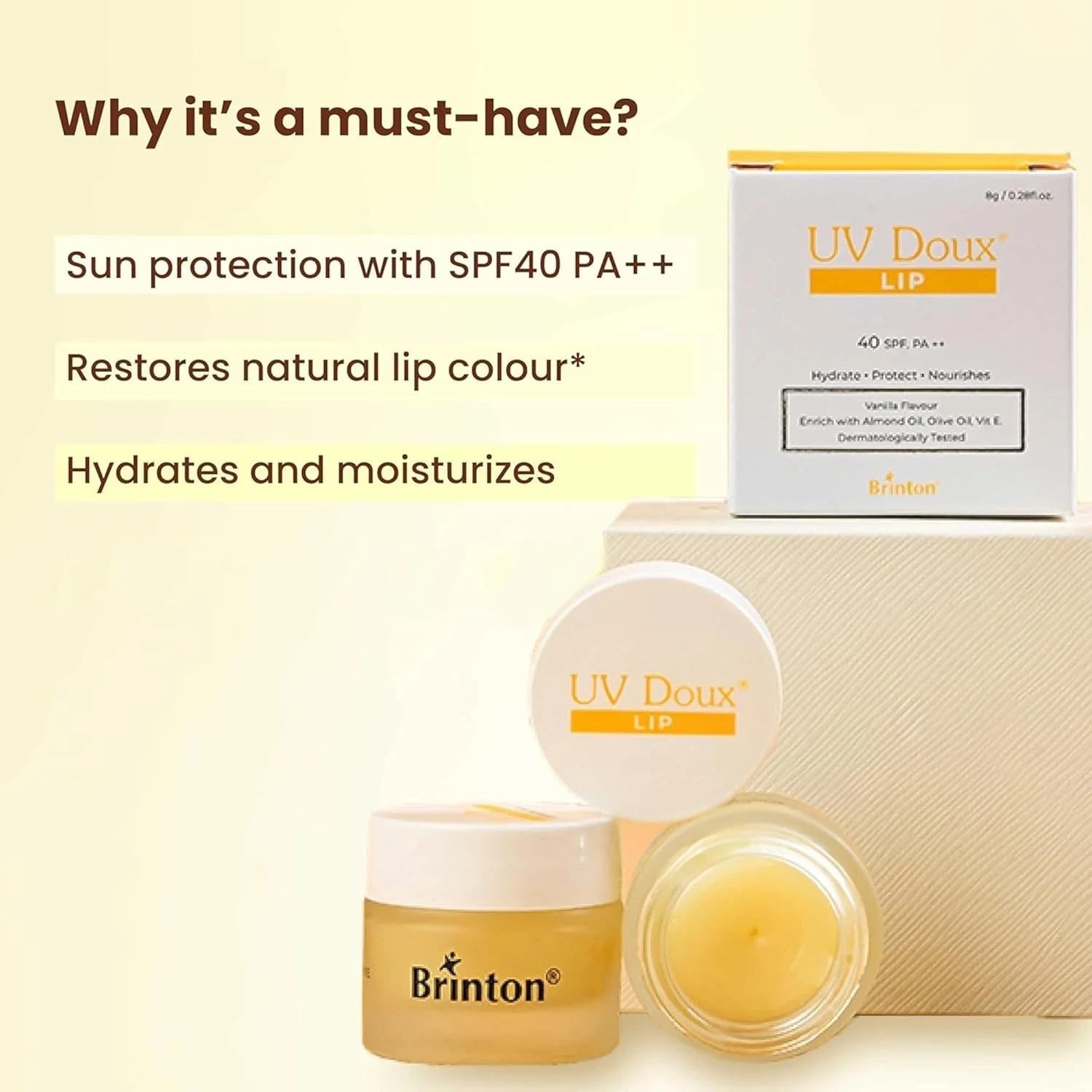 UV Doux Lip Lightening Balm SPF 40 PA++ | For Pigmented Lips (8gm)