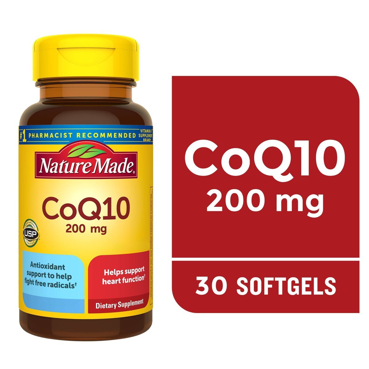 Nature Made CoQ10 200mg, CoQ10 200mg Softgels for Heart Health Support- 30ct