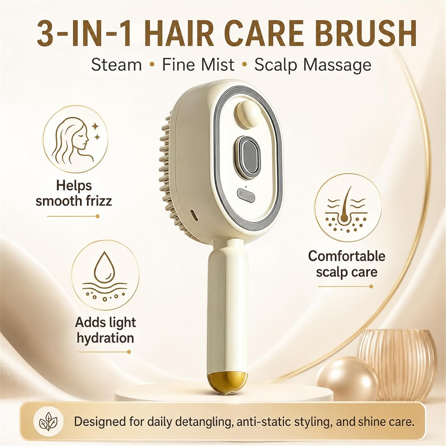 Electric Spray Air Cushion Massage Comb,3-In-1 Rechargeable Spray Massage Comb