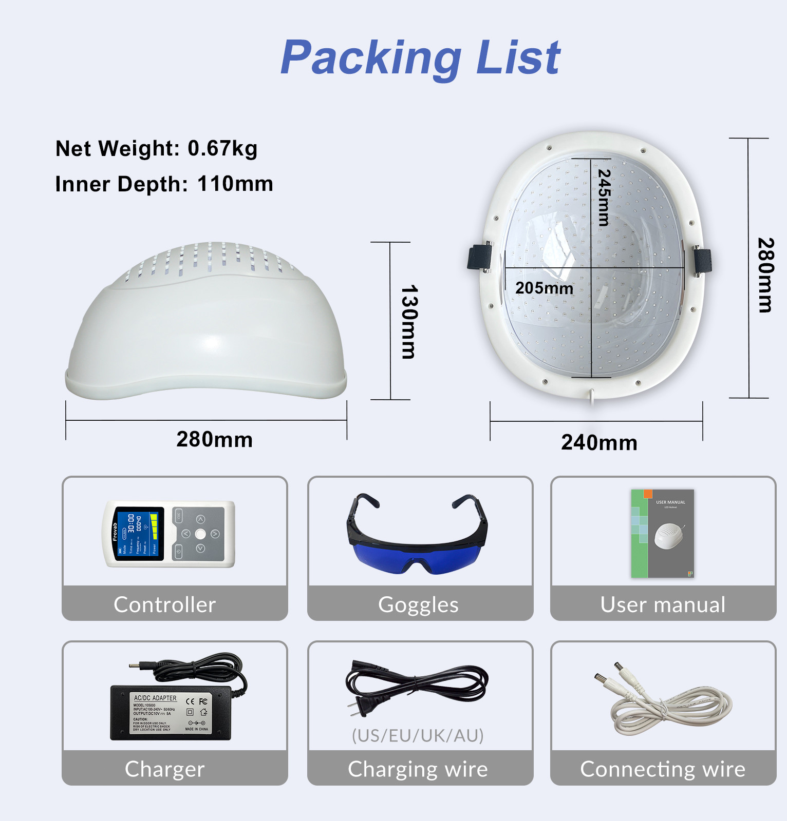 Brain Photobiomodulation Therapy Device 1070nm Helmet Autism Migraine Relief