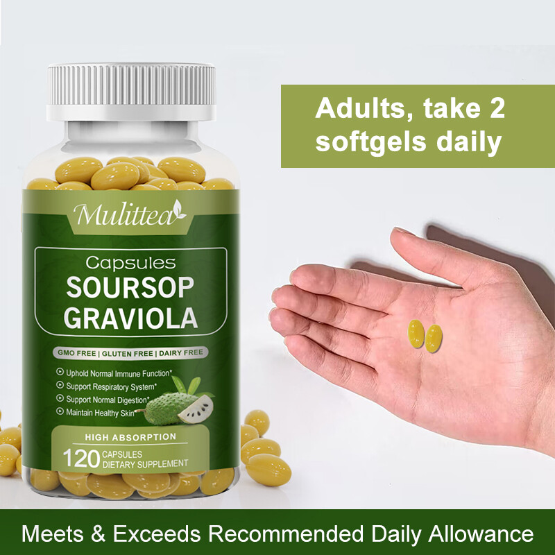 Soursop GRAVIOLA EXTRACT 1000mg 60days Guanabana Annona Antioxidant 120 capsules