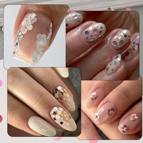 Nail Glitter Set with Tweezers Colorful Round Dot Circular Design Sequins