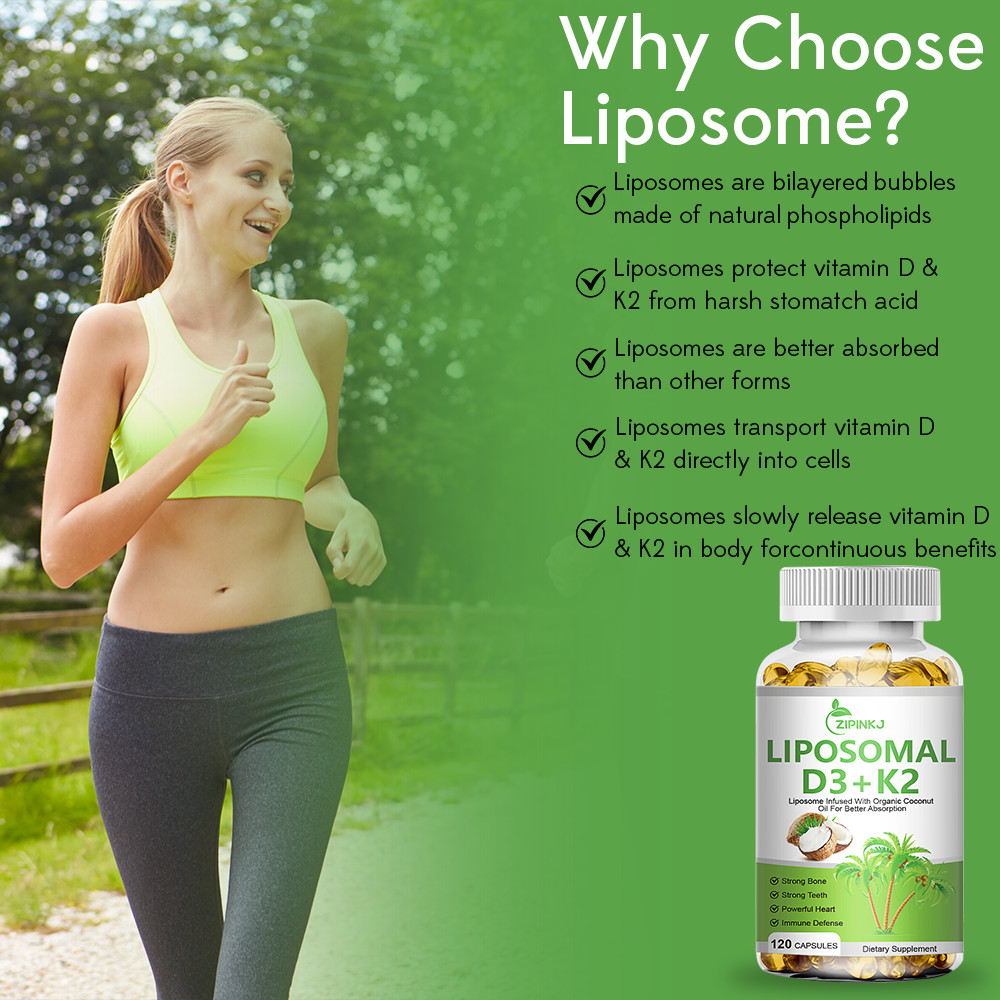 Liposomal Vegan Vitamin D3 5000 IU K2 MK7 100 mcg Softgels, 120 Capsules
