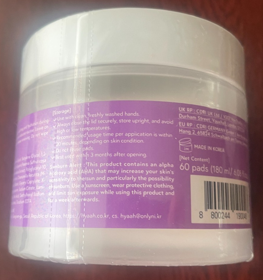 Hyaah Synergy Mask Pad Kelp + Panthenol + Centella Asiatica 60 pads 180 ml