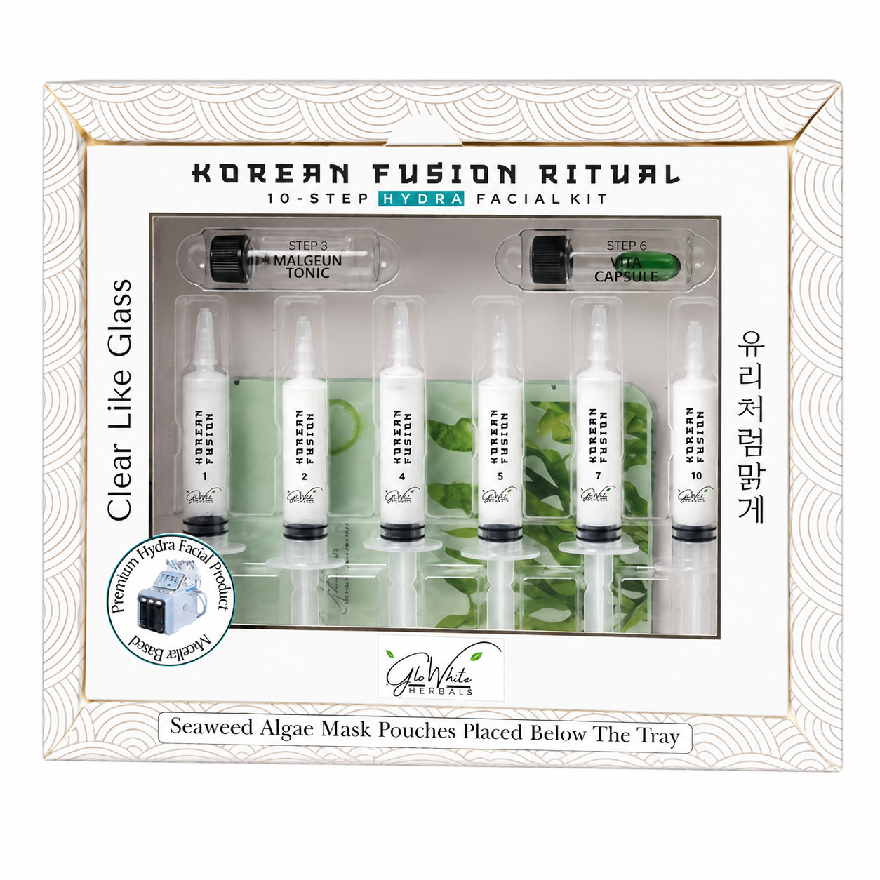 Korean Glass Skin Hydra Facial Kit 10-Step With Rubber Mould Mask 142 Grams