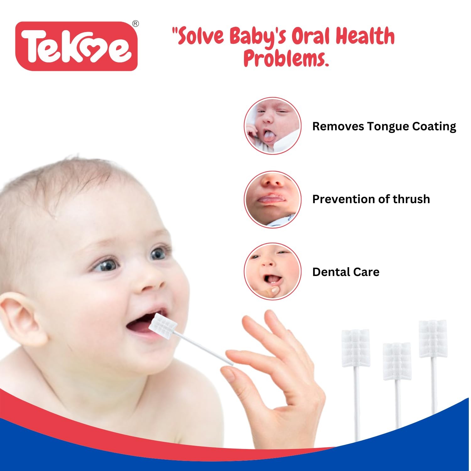 Tekme 20pcs Baby Oral Cleaner & Tongue Swabs for 0-36 Months Newborns