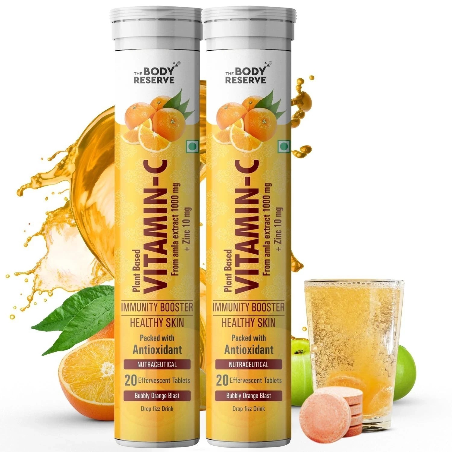 The Body Reserve Natural Vitamin C, Amla Extract With Zinc | Orange Flavour 40N