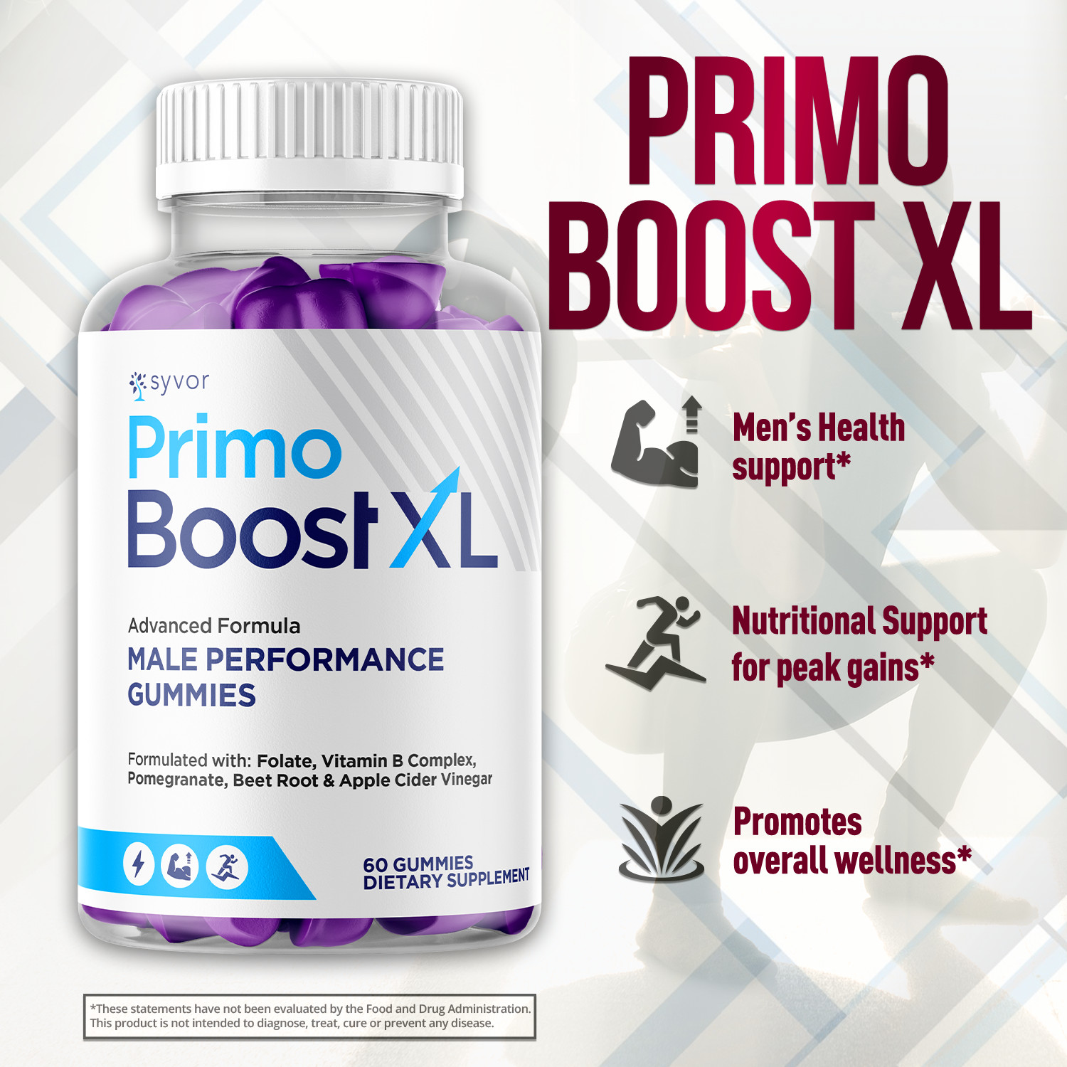 (1 Pack) Primo Boost XL Gummys Advanced Formula PrimoBoost XL Male 60 Gummies