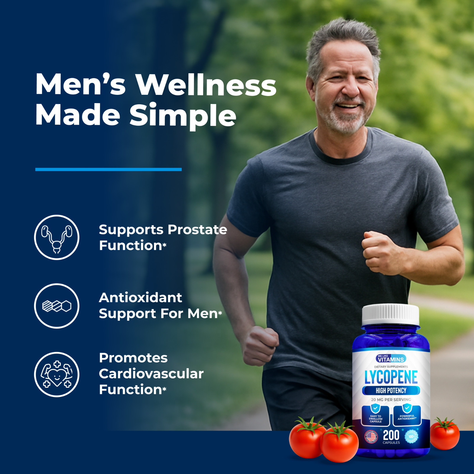Lycopene 20mg Per Serving 200 Capsules Supplement Antioxidant Prostate Health