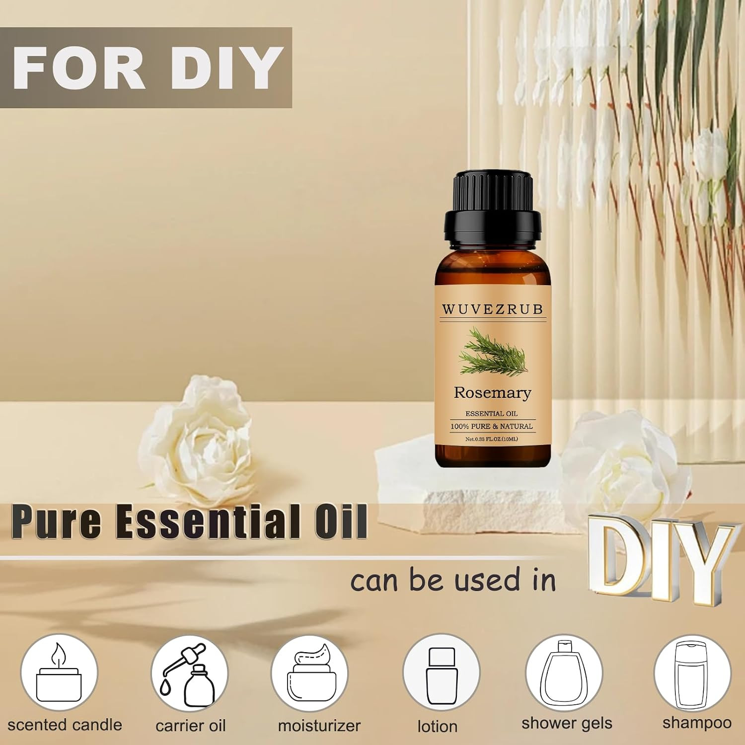Rosemary Essential Oil – 10ML, 100% Pure and Natural for Aromatherapy Diffuser –