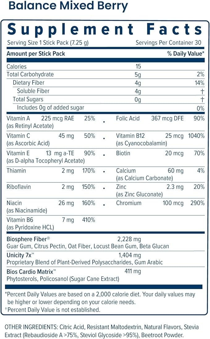 Unicity Balance Mixed Berry Stick Packs (30 Count) 7.67 Ounce (Pack of 1)