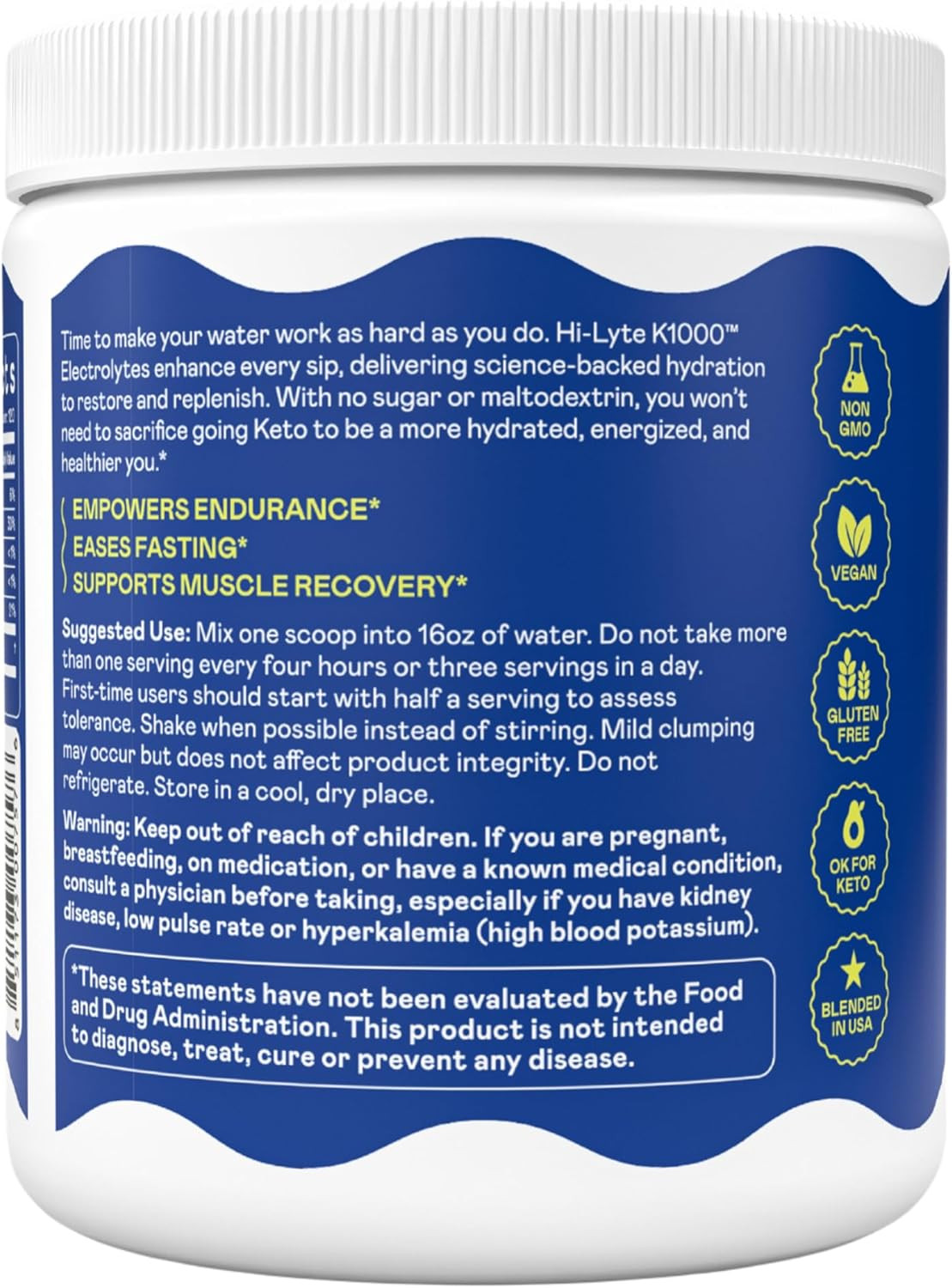 Keto K1000 Unflavored Electrolyte Powder | Hydration Supplement Drink Mix | Boos