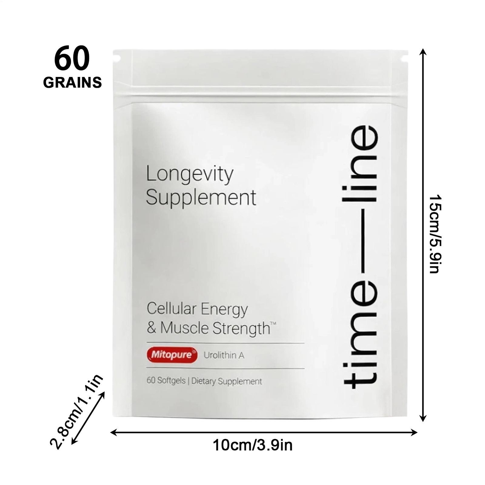 Time-Line Longevity Supplement Mitopure Urolithin A 60 Softgels