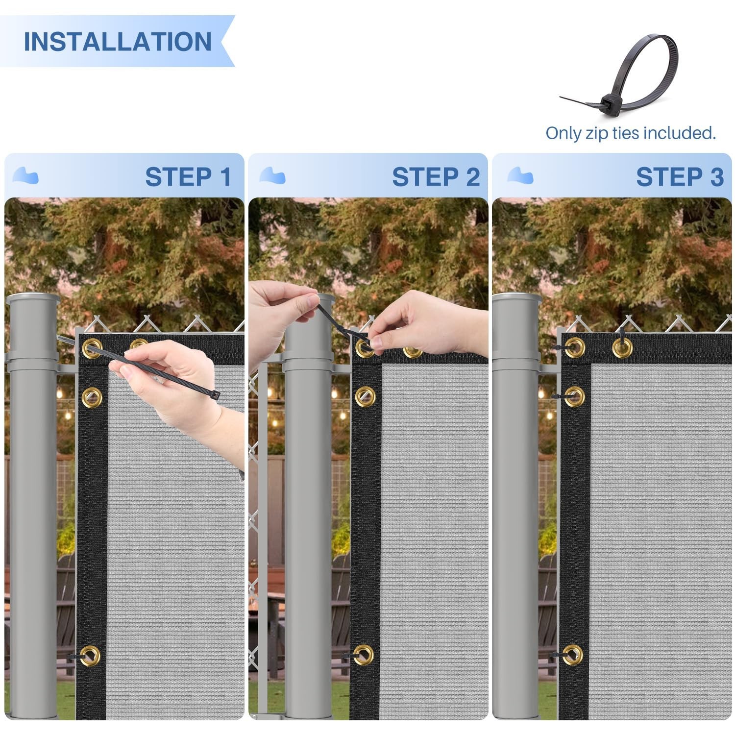 E&K Sunrise 4′ x 50′ Privacy Fence Screen with Grommets, Outdoor Windscreen F…