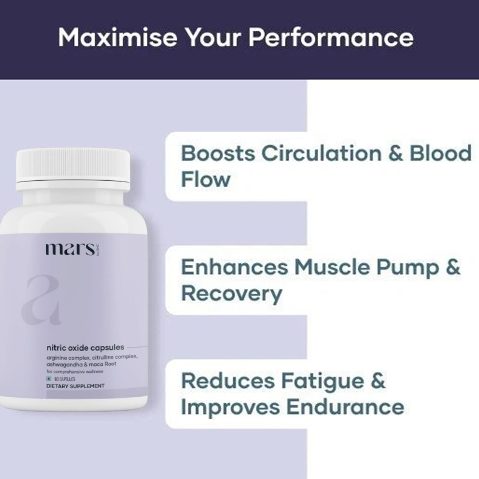 Mars Nitric Oxide Capsules Pack Of 2 – Supports Energy, Circulation & Muscle Rec