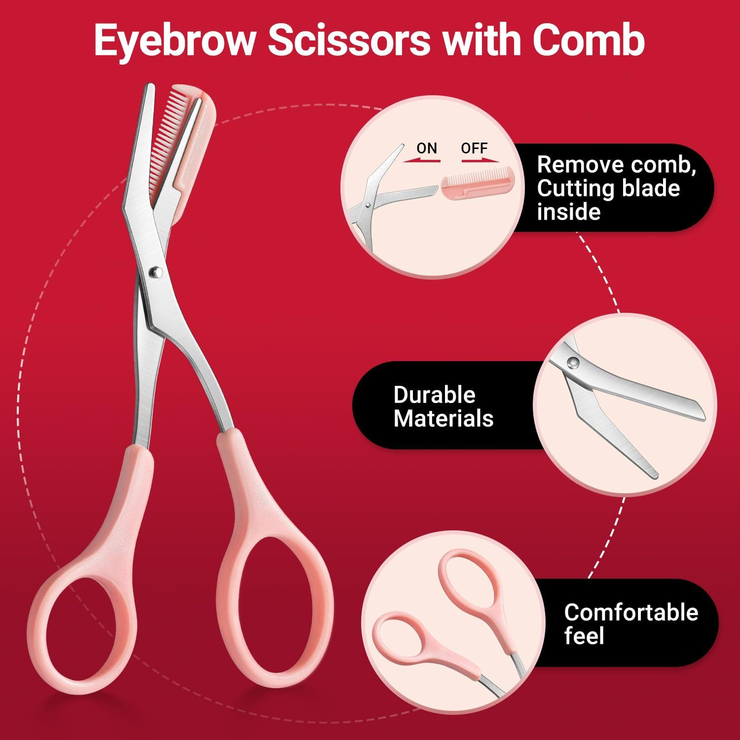 TsMADDTs Tweezers for Women Facial Hair, 8 in 1 Eyebrow Kit with A-pink